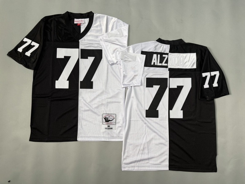 Men 2025 Nike Oakland Raiders #77 Alzado black white Throwback Limited NFL Jersey style 001->oakland raiders->NFL Jersey
